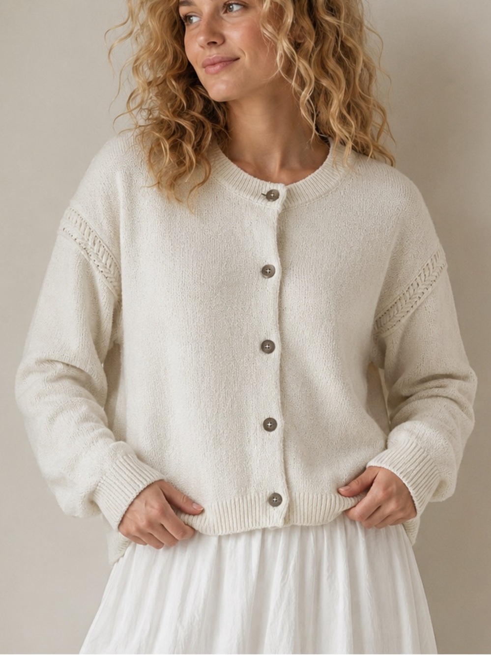 Adorable White Button-Down Cardigan